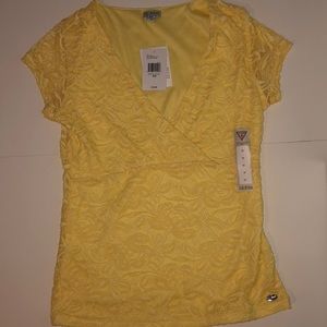 Guess Yellow lace top brand new with tags